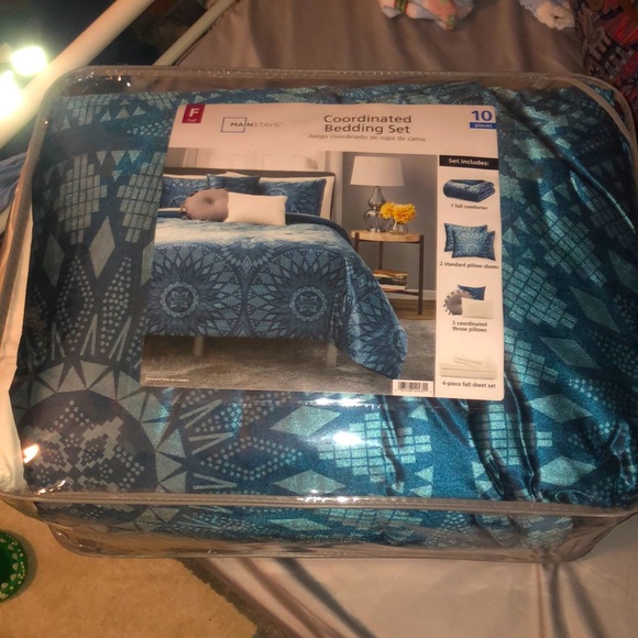 Mainstays Bedding Set; Full Size; Teal; 10 Pieces - Picture 2 of 5